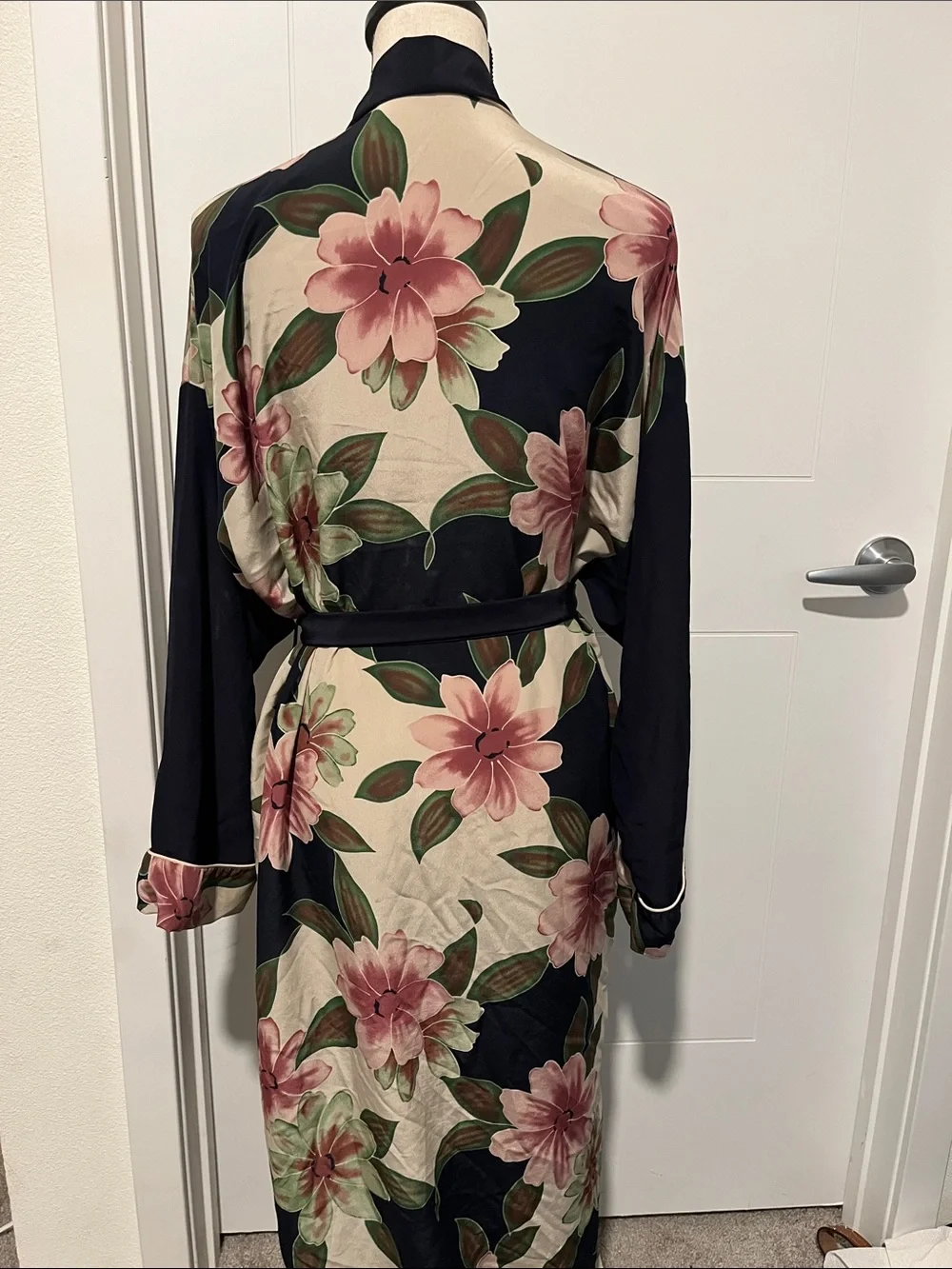 Vintage Christian Dior Loungewear Floral Allover Design Belted Robe Feminine
